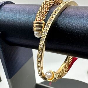 NWOT Elegant Gold and Silver Bracelet with Pearl Accents with dust bag